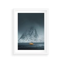 Plakat w ramie 40x50 - Skandynawski pejzaż - skadynawski, pejzaż - rama biała