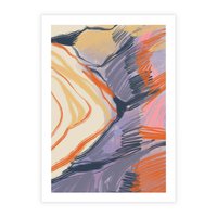 Plakat bez ramy 21x30 - Pokreślony Świat - abstrakcyjne formy, odcienie pomarańczu i fioletu