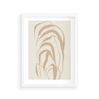 Plakat w ramie 40x50 - Formy Nowoczesności - minimalistyczny plakat, liście palmy - rama biała