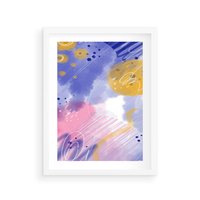 Plakat w ramie 30x40 - Rozbijające Plamy - abstrakcyjny plakat, pastelowe kolory - rama biała