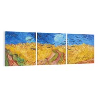 Obraz na płótnie 150x50 - "Wheatfield with Crows" (1890) Vincent van Gogh - Reprodukcja - reprodukcja, obraz na płótnie