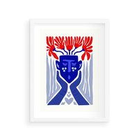 Plakat w ramie 50x70 - Nowoczesne Wcielenie Boho - etniczna maska, boho styl - rama biała