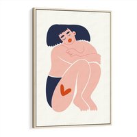 Obraz w ramie 50x70 - Melodia snów na płótnie - zakochana kobieta, graficzny obraz - rama drewno