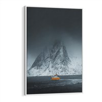 Obraz w ramie 80x120 - Skandynawski pejzaż - skadynawski, pejzaż - rama biała