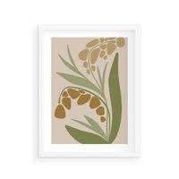 Plakat w ramie 30x40 - Minimalizm z Roślinami - nowoczesny plakat, roślinność - rama biała