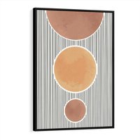 Obraz w ramie 50x70 - Taniec Linii - abstrakcyjna nowoczesna sztuka, koła okręgi - rama czarna