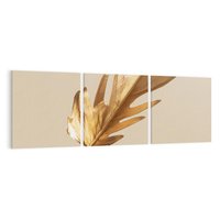Obraz na płótnie 150x50 - Piękno w Detalu - złoty, liść
