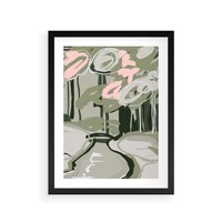 Plakat w ramie 50x70 - Leśny Zakątek - pastelowy krajobraz, nowoczesny plakat - rama czarna