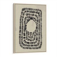 Obraz w ramie 50x70 - Zaklęte Wnętrza - boho plakat, czarne kropki kreski - rama drewno