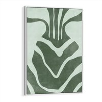 Obraz w ramie 70x100 - Zieleń Odpoczynku - zielony plakat, nieregularne splątane linie - rama biała