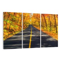 Obraz na płótnie 120x80 - Droga przez jesienny las - droga, las