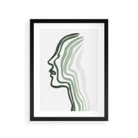 Plakat w ramie 30x40 - Zielony Profil - abstrakcja, zielony portret z profilu - rama czarna