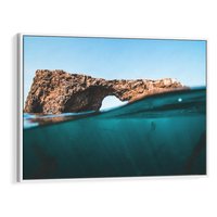 Obraz w ramie 70x50 - Tajemnicza Podwodna Kraina - fotografia, podwodna jaskinia - rama biała