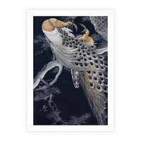 Plakat bez ramy 21x30 - Japońskie Pawie - japońska grafika, pawie