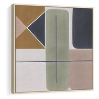 Obraz w ramie 80x80 - Sztuka Abstrakcji - geometryczne kształty, kolorowe prostokąty - rama drewno