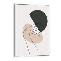 Obraz w ramie 80x120 - Przenikające Kształty - szkic jedną linią, one line - rama biała