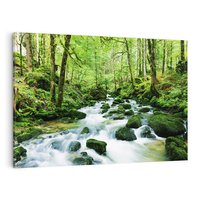 Obraz na płótnie 120x80 - Spokój Wodospadu: Las i Drzewa - wodospad, las