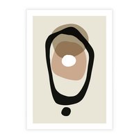 Plakat bez ramy 30x40 - Intrygujące Zaskoczenia - beżowa abstrakcyjna kompozycja, czarny akcent