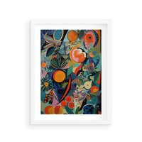 Plakat w ramie 30x40 - Echa Nietuzinkowych Wzorców - abstrakcyjny obraz olejny, jak picasso - rama biała