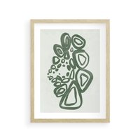 Plakat w ramie 30x40 - Migotliwe Widzenia Zieleni - zielona abstrakcja, zgaszona zieleń - rama drewno