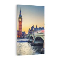 Obraz na płótnie 50x70 - Magiczny Londyn: Tamiza i Big Ben - Londyn, Tamiza