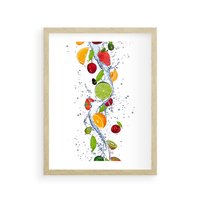 Plakat w ramie 30x40 - Kulinarne Inspiracje - owoce, woda - rama drewno