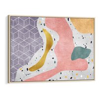 Obraz w ramie 120x80 - Eklektyczny Mix - kolaż, pastelowe abstrakcyjne plamy - rama drewno