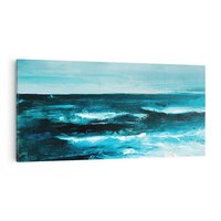 Obraz na płótnie 120x60 - Burza Nad Granatowym Oceanem - piękny marynistyczny obraz olejny, wzburzone ciemne morze