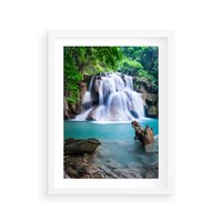 Plakat w ramie 30x40 - Abstrakcyjna nowoczesność - wodospad, woda - rama biała