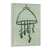 Obraz w ramie 50x70 - Zieleń Inspirującego Spokoju - plakat z abstrakcyjną zieloną lampą, skandynawski design - rama biała