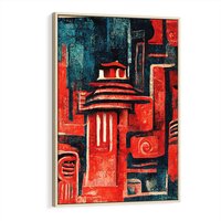 Obraz w ramie 80x120 - Mistyka Wschodnich Światów - orientalna sztuka, nawiązanie do Japonii - rama drewno