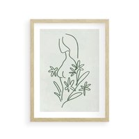 Plakat w ramie 30x40 - Odbicia Zielonego Raju - zielony odcień, abstrakcja - rama drewno