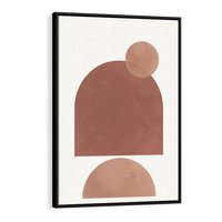 Obraz w ramie 50x70 - Rozkwitające Odbicia - abstrakcyjne geometryczne kształty, odcienie brązu i beżu - rama czarna