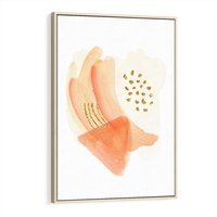 Obraz w ramie 80x120 - Rozkwitające Odbicia Form - abstrakcyjne akwarelowe plamy, minimalizm - rama drewno