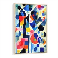 Obraz w ramie 80x120 - Księga Akwarelowych Przeniknięć - abstrakcyjny obraz, różne kolorowe kształty - rama drewno
