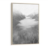 Obraz w ramie 50x70 - Szare Góry - zamglony krajobraz, las - rama drewno