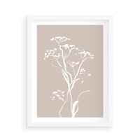 Plakat w ramie 50x70 - Harmonijne Mini Boho - minimalistyczny delikatny obraz, beżowe odcienie - rama biała