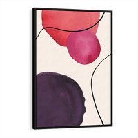 Obraz w ramie 50x70 - Kolorowe Impresje - abstrakcyjne akwarelowe plamy, nieregularne linie - rama czarna