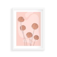 Plakat w ramie 40x50 - Rozkwitające Emocje - minimalistyczny plakat, pudrowe kwiaty - rama biała