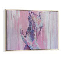 Obraz w ramie 70x50 - Splecione - obraz olejny, pastelowe kolory - rama drewno