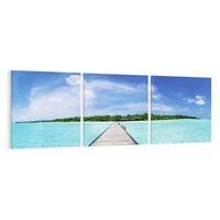 Obraz na płótnie 90x30 - Idylliczne molo na wyspie - plaża, molo