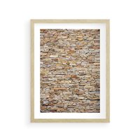 Plakat w ramie 50x70 - Mur z cegieł - surowa elegancja - mur, cegły - rama drewno