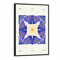 Obraz w ramie 50x70 - Księga Abstrakcji - abstrakcyjna boho kompozycja, granatowe ćmy - rama czarna