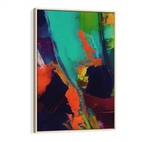 Obraz w ramie 80x120 - Abstrakcyjne wizje czasu - żywe radosne kolory, plamy kolory - rama drewno