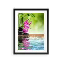 Plakat w ramie 50x70 - Oaza Storczyka i Wody - spa, storczyk - rama czarna