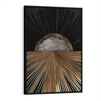 Obraz w ramie 70x100 - Metaliczne Boho Abstrakcje - boho, słońce - rama czarna