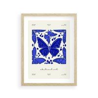 Plakat w ramie 50x70 - Wibracje Wnętrza - nowoczesny plakat, odcienie błękitu - rama drewno