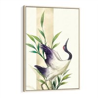 Obraz w ramie 50x70 - Migocące Ptaki - japońska sztuka, ptak - rama drewno