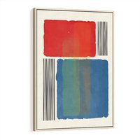 Obraz w ramie 70x100 - Kolorowe Spektrum - kolorowa geometria, prostokąty w intensywnych kształtach i czarne kreski - rama drewno