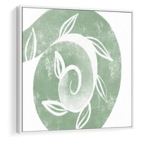 Obraz w ramie 80x80 - Zielony Świat Odpoczynku - abstrakcyjny zielony motyw, skandynawski design - rama biała